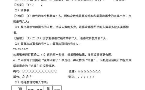 第八单元调查与记录（知识清单）-（教师版）（北师大版）_26春北师大版数学二下_19、赠送其它资料_二年级数学下册（北师大版）_旧版_二年级数学下册（北师大版）_期末总复习-K157