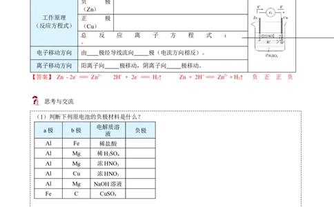 第07讲化学反应与电能（讲义）（教师版）-精准提分2020-2021学年高一化学必修第二册同步培优（新教材人教版）_高化_2025春-人教版高中化学_02新版高中化学必修二_6.培优课件+讲义