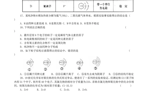 初三化学第四单元《物质构成的奥秘》测试题(一)_初中化学_01.人教版初中化学_01.初中化学课件PPT--教案--试题_初中化学&mdash;课件&mdash;教案&mdash;试题-推荐_9年级上课件教案试题_9年级上试题