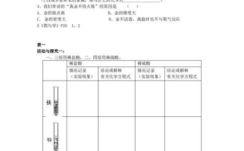 2012-2013学年九年级化学（人教版下册）第8单元《课题2金属的化学性质》教案_初中化学_01.人教版初中化学_01.初中化学课件PPT--教案--试题_初中化学全套_化学教案