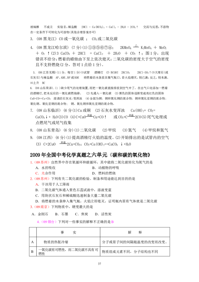 8年中考（2005-2012）全国各地中考化学真题分类汇编第6单元碳和碳的氧化物_初中化学_01.人教版初中化学_01.初中化学课件PPT--教案--试题_初中化学全套_化学试题