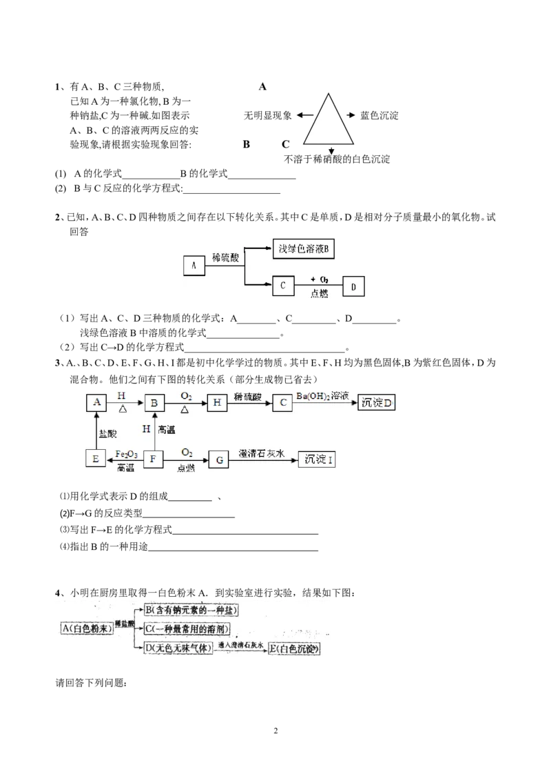 中考化学总复习&mdash;&mdash;推断专题_初中化学_01.人教版初中化学_12.中考化学（赠送）