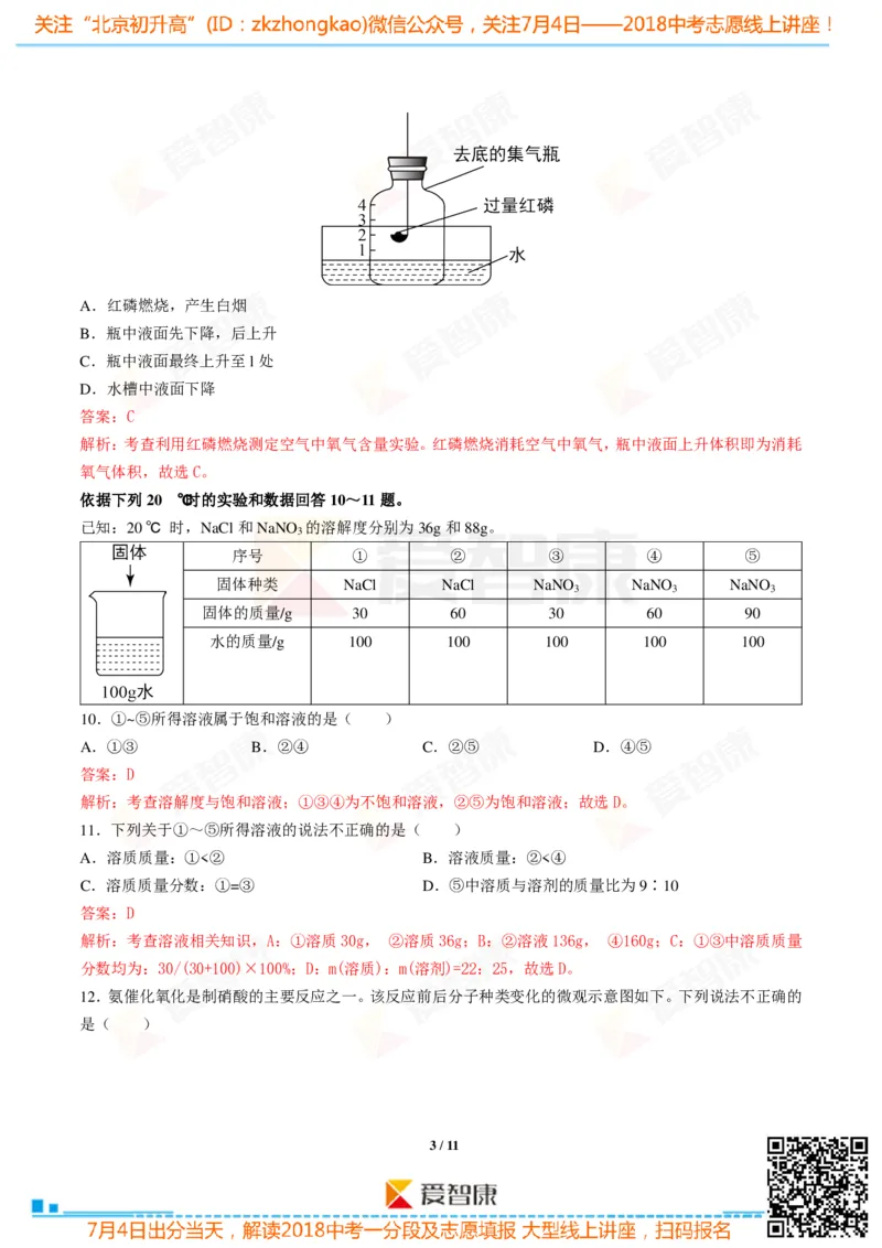 2018北京中考化学试卷-逐题解析_初中化学_01.人教版初中化学_12.中考化学（赠送）_2018北京中考