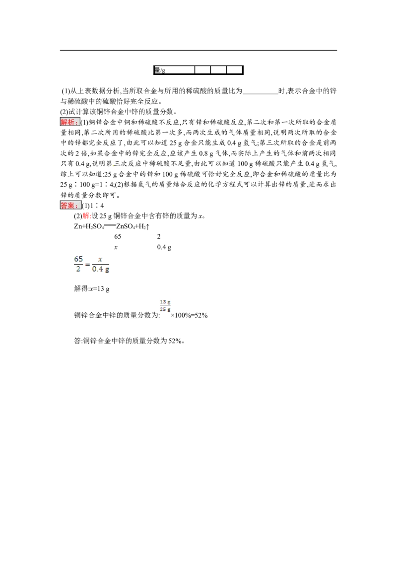 2018届中考化学（人教版）总复习阶段检测：四　金属和金属材料_初中化学_01.人教版初中化学_07.初中化学中考总复习_2018届中考化学（人教版）总复习阶段检测