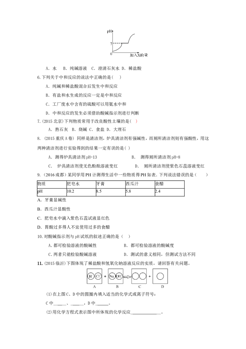 人教版九年级化学单元专项测试卷（第十单元酸和碱）_初中化学_01.人教版初中化学_01.初中化学课件PPT--教案--试题_初中化学18年试卷_人教版九年级化学下册2018