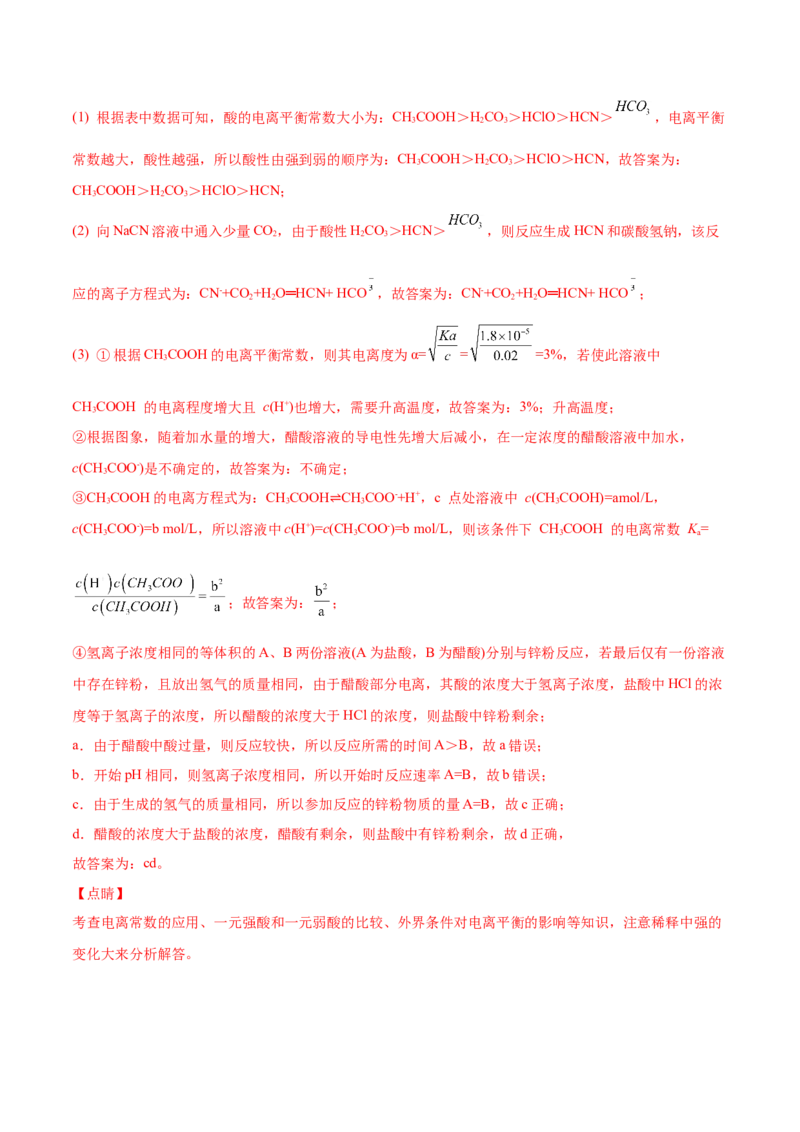 第15讲电离平衡常数（教师版）-（人教2019选择性必修1）_高化_595801221724高中化学新人教版选择性必修一二三电子版教案PPT课件高中试卷_选择性必修1册（人教版）_讲义