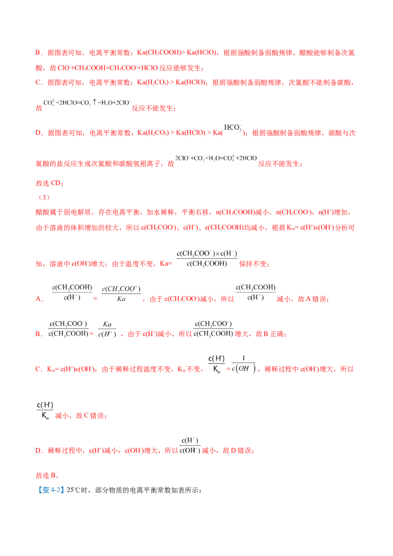 第15讲电离平衡常数（教师版）-（人教2019选择性必修1）_高化_595801221724高中化学新人教版选择性必修一二三电子版教案PPT课件高中试卷_选择性必修1册（人教版）_讲义