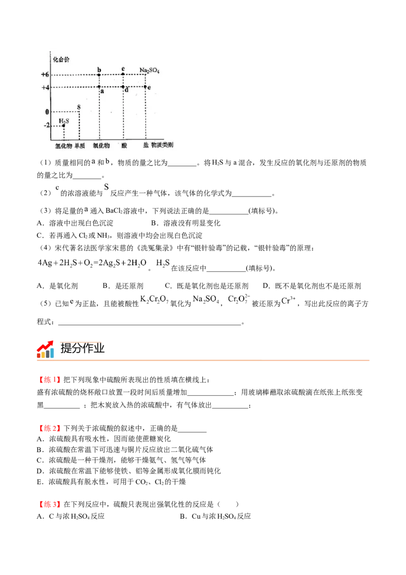 第02讲硫酸、粗盐提纯、含硫物质转化（学生版）-精准提分2020-2021学年高一化学必修第二册同步培优（新教材人教版）_高化_2025春-人教版高中化学_02新版高中化学必修二