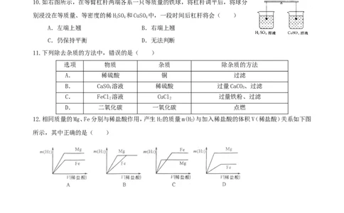 九年级化学下册+第八单元+金属和金属材料单元过关测试卷(无答案)(人教版)_初中化学_01.人教版初中化学_01.初中化学课件PPT--教案--试题_初中化学&mdash;课件&mdash;教案&mdash;试题-推荐_第8单元