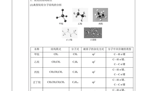 第2章第1节烷烃讲义新教材2020-2021学年人教版(2019)高二化学选择性必修三（机构用）_高化_2025春-人教版高中化学_05新版高中化学选择性必修3_7.机构专用_讲义+习题（机构用）