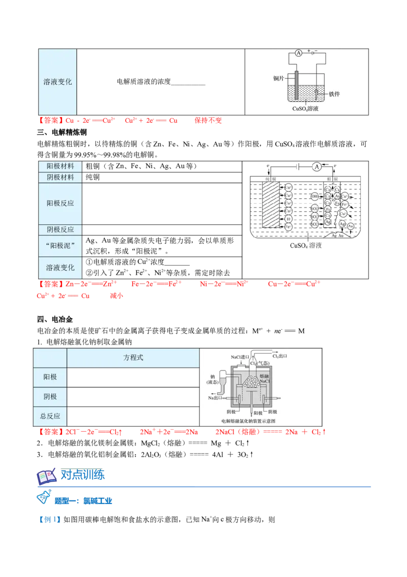 第27讲电解原理的应用（教师版）-（人教2019选择性必修1）_高化_595801221724高中化学新人教版选择性必修一二三电子版教案PPT课件高中试卷_选择性必修1册（人教版）_讲义