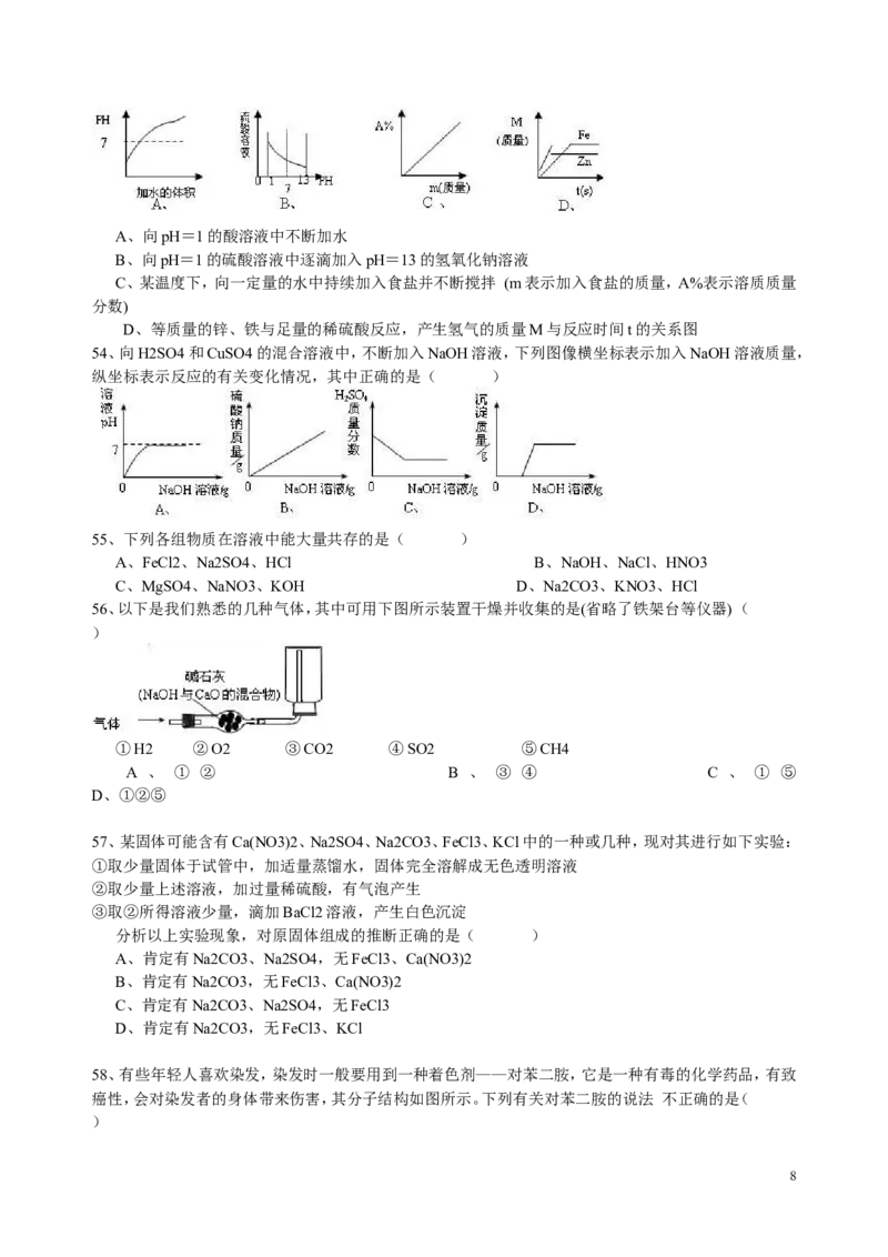 中考化学精选100题及答案_初中化学_01.人教版初中化学_12.中考化学（赠送）
