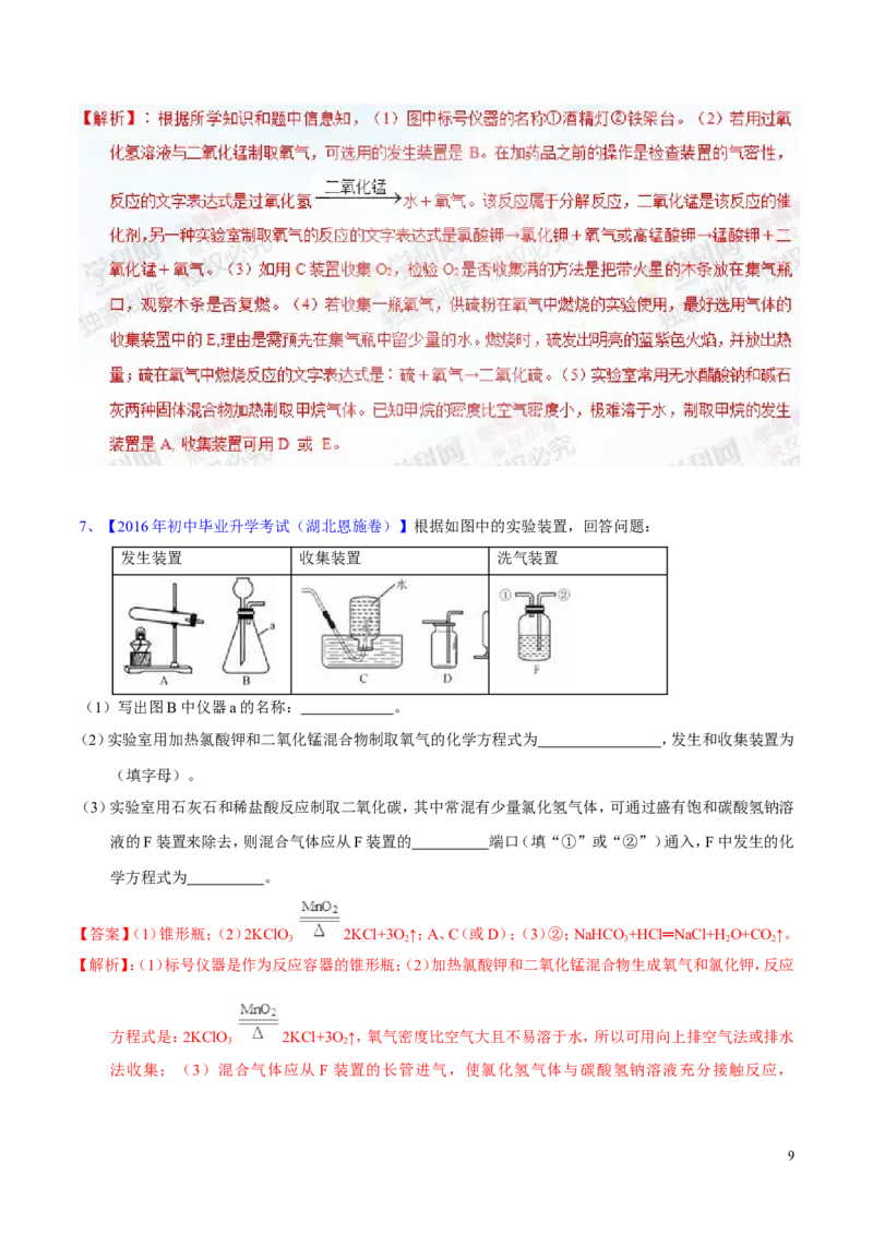 专题20气体的制备（讲）-备战2017年中考化学二轮复习讲练测（解析版）_初中化学_01.人教版初中化学_07.初中化学中考总复习_备战2017年中考化学二轮复习讲练测（讲）