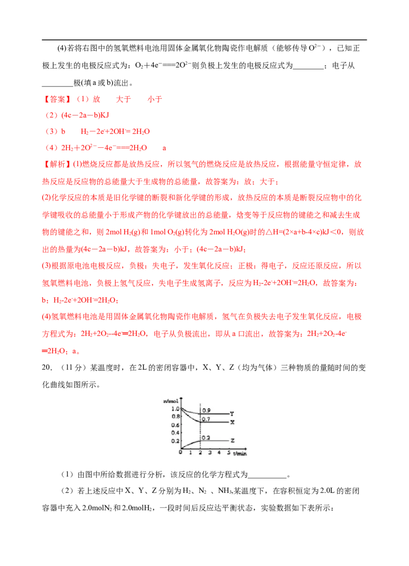 模拟卷03-2019-2020年高一化学高频考题期末组合模拟卷（人教2019必修第二册）（解析版）_高化_2025春-人教版高中化学_02新版高中化学必修二_5.试卷习题_期中期末试卷
