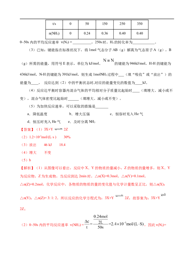 模拟卷03-2019-2020年高一化学高频考题期末组合模拟卷（人教2019必修第二册）（解析版）_高化_2025春-人教版高中化学_02新版高中化学必修二_5.试卷习题_期中期末试卷