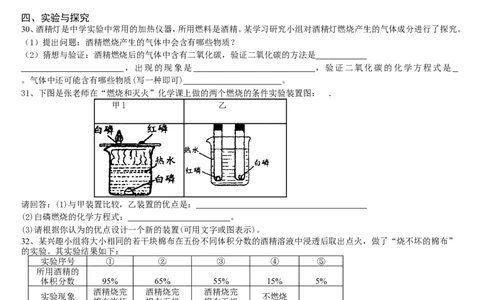 初中化学_燃料及其利用_单元测试题及答案_初中化学_01.人教版初中化学_01.初中化学课件PPT--教案--试题_初中化学&mdash;课件&mdash;教案&mdash;试题-推荐_9年级上课件教案试题_9年级上试题