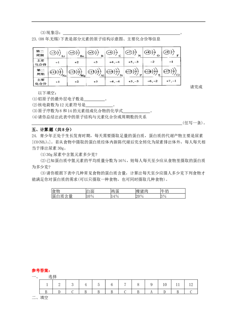 中学九年级化学第三单元《物质构成的奥秘》过关检测题_初中化学_01.人教版初中化学_01.初中化学课件PPT--教案--试题_初中化学18年试卷_人教版九年级化学上册2018