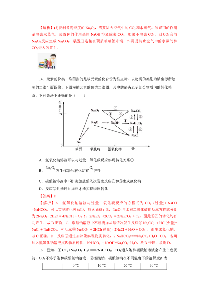 专题2两种重要的钠盐（分层作业）-（人教版2019必修第一册）（解析版）_高化_595801221724高中化学新人教版选择性必修一二三电子版教案PPT课件高中试卷_必修一册（人教版）_分层作业