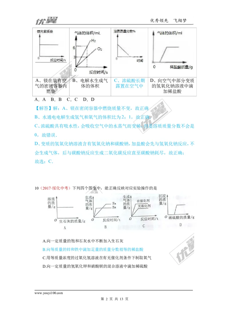27.图像题_初中化学_01.人教版初中化学_01.初中化学课件PPT--教案--试题_初中化学全套(课件--教案--配套)_18年初中化学9年级上_18秋九化上(RJ)--7.复习资料_4.真题汇编_2017真题汇编