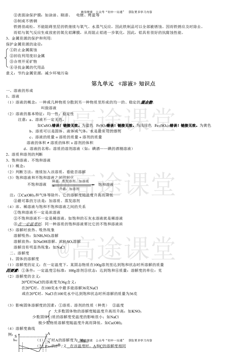 初中化学基础知识（知识点）合集_初中化学_01.人教版初中化学_10.初中化学知识点