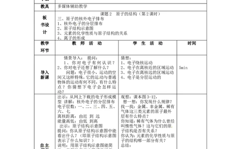 九年级化学上册-第三单元《物质构成的奥秘》课题2《原子的结构(第2课时)》教案-(新版)新人教版_初中化学_01.人教版初中化学_01.初中化学课件PPT--教案--试题_9年级上课件教案试题