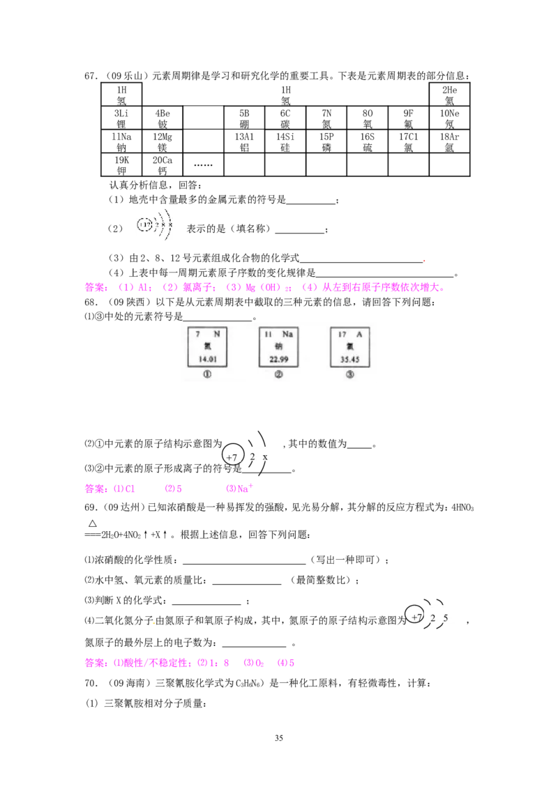 8年中考（2005-2012）全国各地中考化学真题分类汇编第4单元物质构成的奥秘_初中化学_01.人教版初中化学_01.初中化学课件PPT--教案--试题_初中化学全套_化学试题