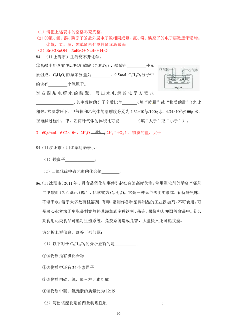 8年中考（2005-2012）全国各地中考化学真题分类汇编第4单元物质构成的奥秘_初中化学_01.人教版初中化学_01.初中化学课件PPT--教案--试题_初中化学全套_化学试题