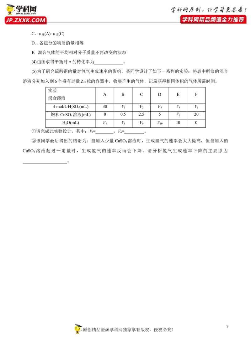 专项04化学反应速率与平衡的综合判断与计算-2019-2020学年高一化学期末复习专项提升卷（人教版2019必修第二册）（原卷版）_高化_2025春-人教版高中化学_02新版高中化学必修二_5.试卷习题