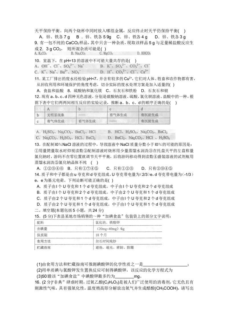 2007全国初中化学竞赛(广东省初赛)试题_初中化学_01.人教版初中化学_01.初中化学课件PPT--教案--试题_初中化学全套_化学试题_2007年全国各省初中化学竞赛初赛题汇编