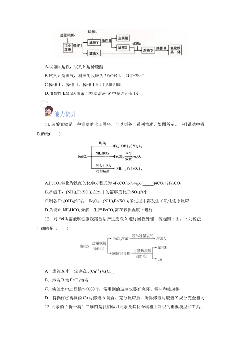 专题2检验食品中的铁元素（分层作业）-（人教版2019必修第一册）（原卷版）_高化_595801221724高中化学新人教版选择性必修一二三电子版教案PPT课件高中试卷_必修一册（人教版）_分层作业