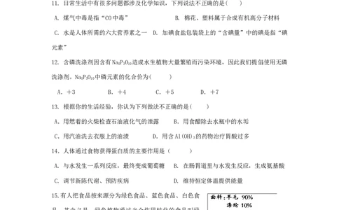 人教版初中化学第十二单元化学与生活单元测试题及答案(二)_初中化学_01.人教版初中化学_01.初中化学课件PPT--教案--试题_初中化学&mdash;课件&mdash;教案&mdash;试题-推荐_9年级下课件教案试题