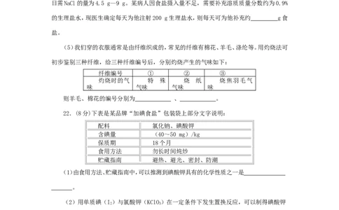 人教版初中化学第十二单元化学与生活单元测试题及答案(二)_初中化学_01.人教版初中化学_01.初中化学课件PPT--教案--试题_初中化学&mdash;课件&mdash;教案&mdash;试题-推荐_9年级下课件教案试题