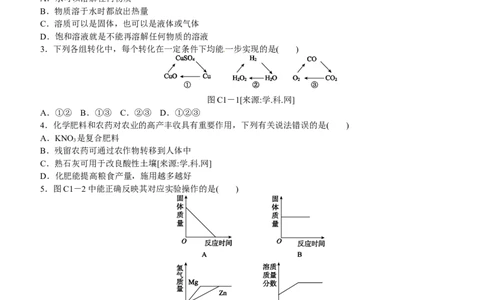 主题训练（一）_初中化学_01.人教版初中化学_07.初中化学中考总复习_2017-2018人教版初中化学专题复习题型突破_2017-2018人教版初中化学专题复习主题训练5套（有答案）（5份打包）