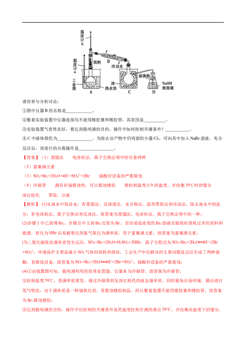 专项07自然资源的开发利用-2019-2020学年高一化学期末复习专项提升卷（人教版2019必修第二册）（解析版）_高化_2025春-人教版高中化学_02新版高中化学必修二_5.试卷习题_期中期末试卷