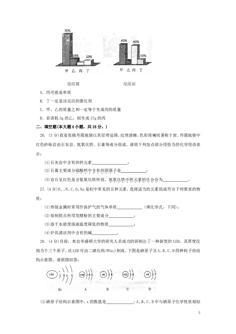 九年级第一次诊断考试化学试题_初中化学_01.人教版初中化学_01.初中化学课件PPT--教案--试题_初中化学&mdash;课件&mdash;教案&mdash;试题-推荐_9年级上课件教案试题_9年级上试题_期中