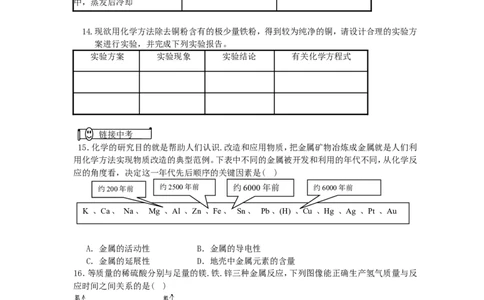 初三化学第八单元《金属和金属材料》测试题(五)_初中化学_01.人教版初中化学_01.初中化学课件PPT--教案--试题_初中化学&mdash;课件&mdash;教案&mdash;试题-推荐_9年级下课件教案试题_9年级下试题