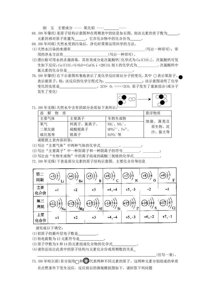 2005-2011年全国各地中考化学真题分类汇编第四单元物质构成的奥秘_初中化学_01.人教版初中化学_01.初中化学课件PPT--教案--试题_初中化学全套_化学试题