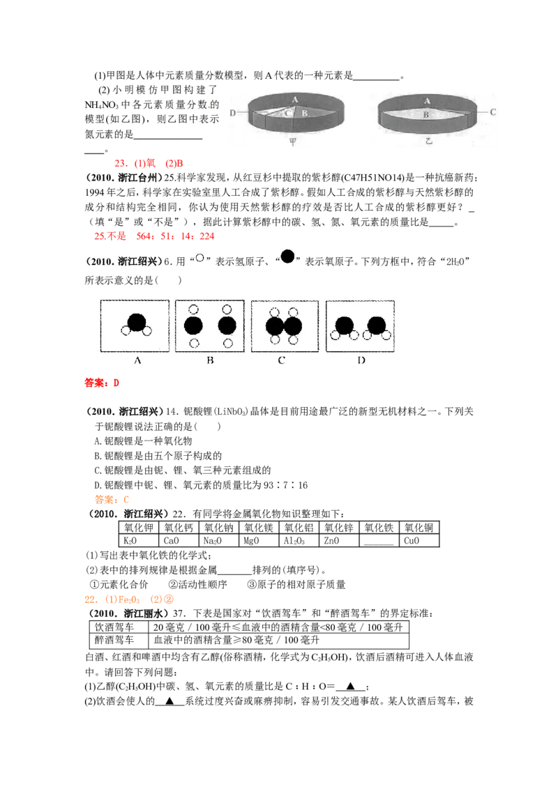 2005-2011年全国各地中考化学真题分类汇编第四单元物质构成的奥秘_初中化学_01.人教版初中化学_01.初中化学课件PPT--教案--试题_初中化学全套_化学试题