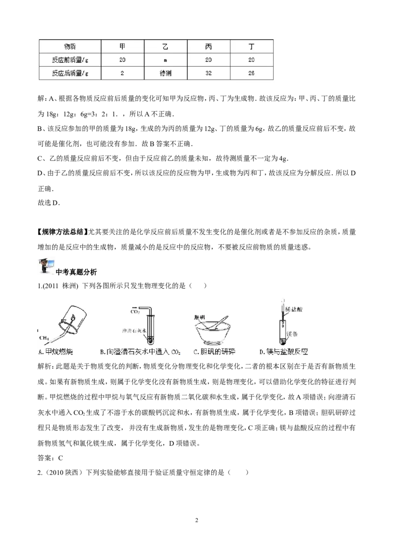 中考化学实验过关专题探究化学变化人教版_初中化学_01.人教版初中化学_01.初中化学课件PPT--教案--试题_初中化学全套_化学试题_化学：中考化学实验与实验操作测试题(10份)