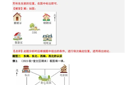 第二章方向与位置知识归纳与题型突破（教师版）-（北师大版）_26春北师大版数学二下_19、赠送其它资料_二年级数学下册（北师大版）_旧版_二年级数学下册（北师大版）_2025版