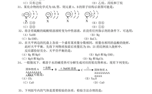 中考化学仿真试题及答案_初中化学_01.人教版初中化学_12.中考化学（赠送）