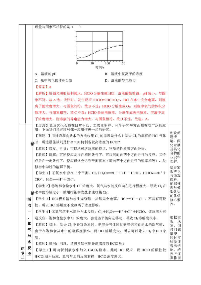 专题3氯及其化合物的应用（教学设计）-（人教版2019必修第一册）_高化_595801221724高中化学新人教版选择性必修一二三电子版教案PPT课件高中试卷_必修一册（人教版）_教学设计