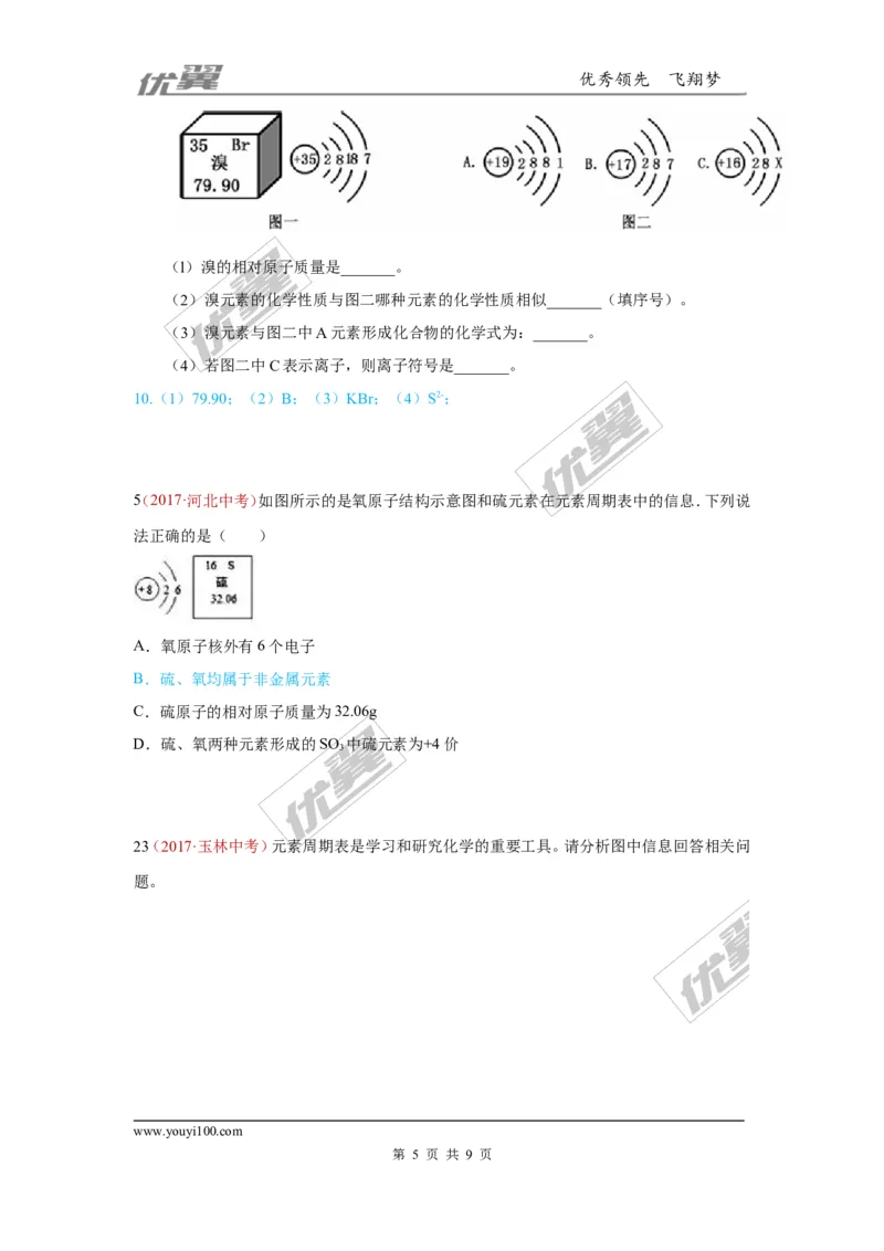 15.元素、元素周期表_初中化学_01.人教版初中化学_01.初中化学课件PPT--教案--试题_初中化学全套(课件--教案--配套)_18年初中化学9年级上_18秋九化上(RJ)--7.复习资料_4.真题汇编