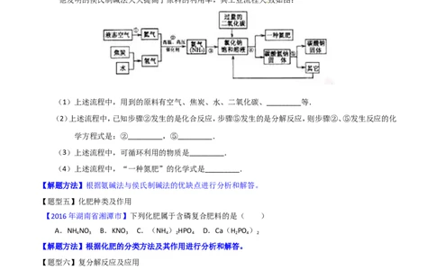 专题13盐及化学肥料（讲）-备战2017年中考化学二轮复习讲练测（原卷版）_初中化学_01.人教版初中化学_07.初中化学中考总复习_备战2017年中考化学二轮复习讲练测（讲）