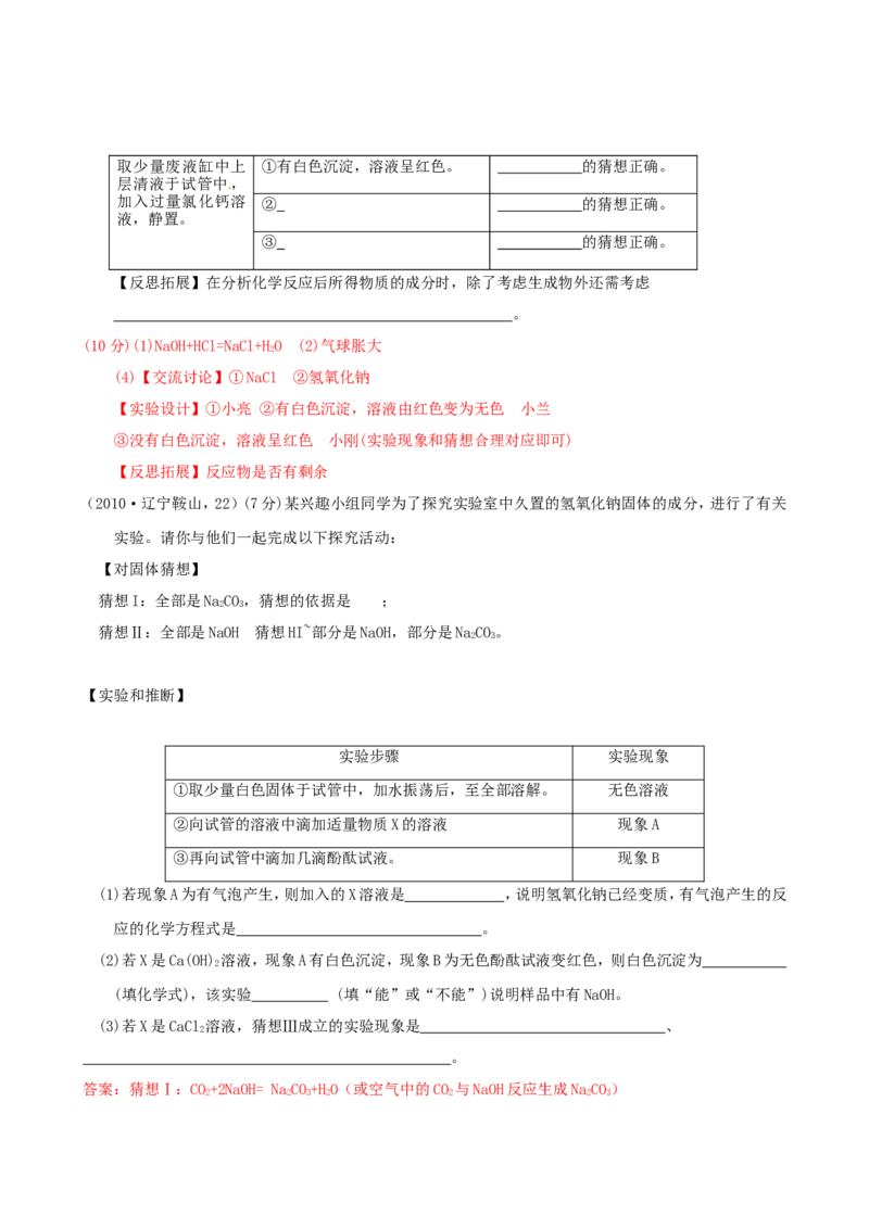 2007-2011五年全国各地中考化学试题分类汇编第十单元酸和碱_初中化学_01.人教版初中化学_01.初中化学课件PPT--教案--试题_初中化学全套_化学试题