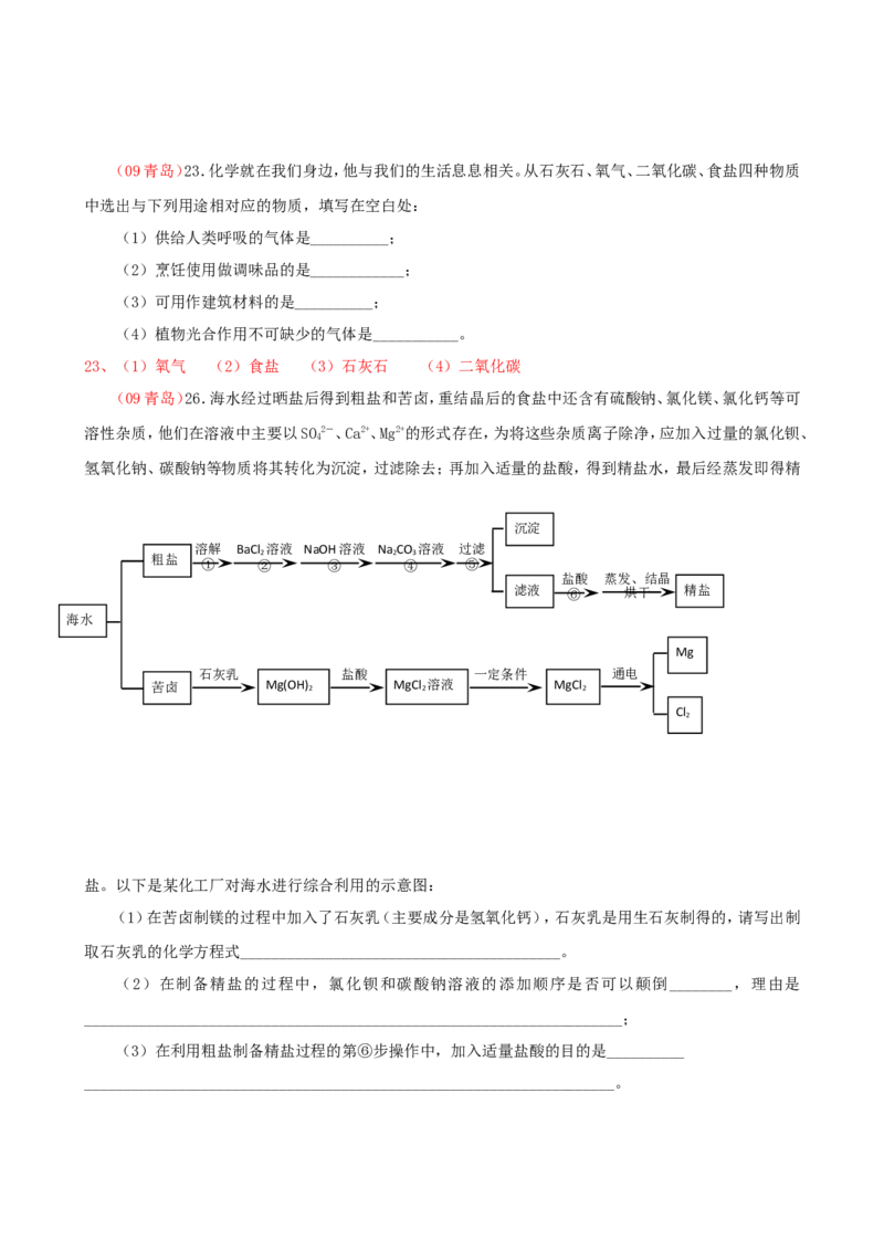 2007-2011五年全国各地中考化学试题分类汇编第十单元酸和碱_初中化学_01.人教版初中化学_01.初中化学课件PPT--教案--试题_初中化学全套_化学试题