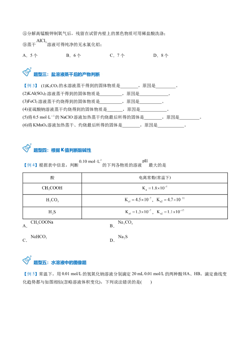 第20讲盐类水解的影响因素及应用（学生版）-（人教2019选择性必修1）_高化_595801221724高中化学新人教版选择性必修一二三电子版教案PPT课件高中试卷_选择性必修1册（人教版）_讲义
