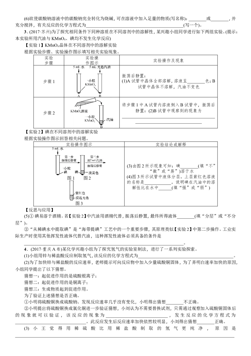 2018年中考化学复习训练：题型复习（三）实验探究题_初中化学_01.人教版初中化学_07.初中化学中考总复习_2018年中考化学人教版总复习