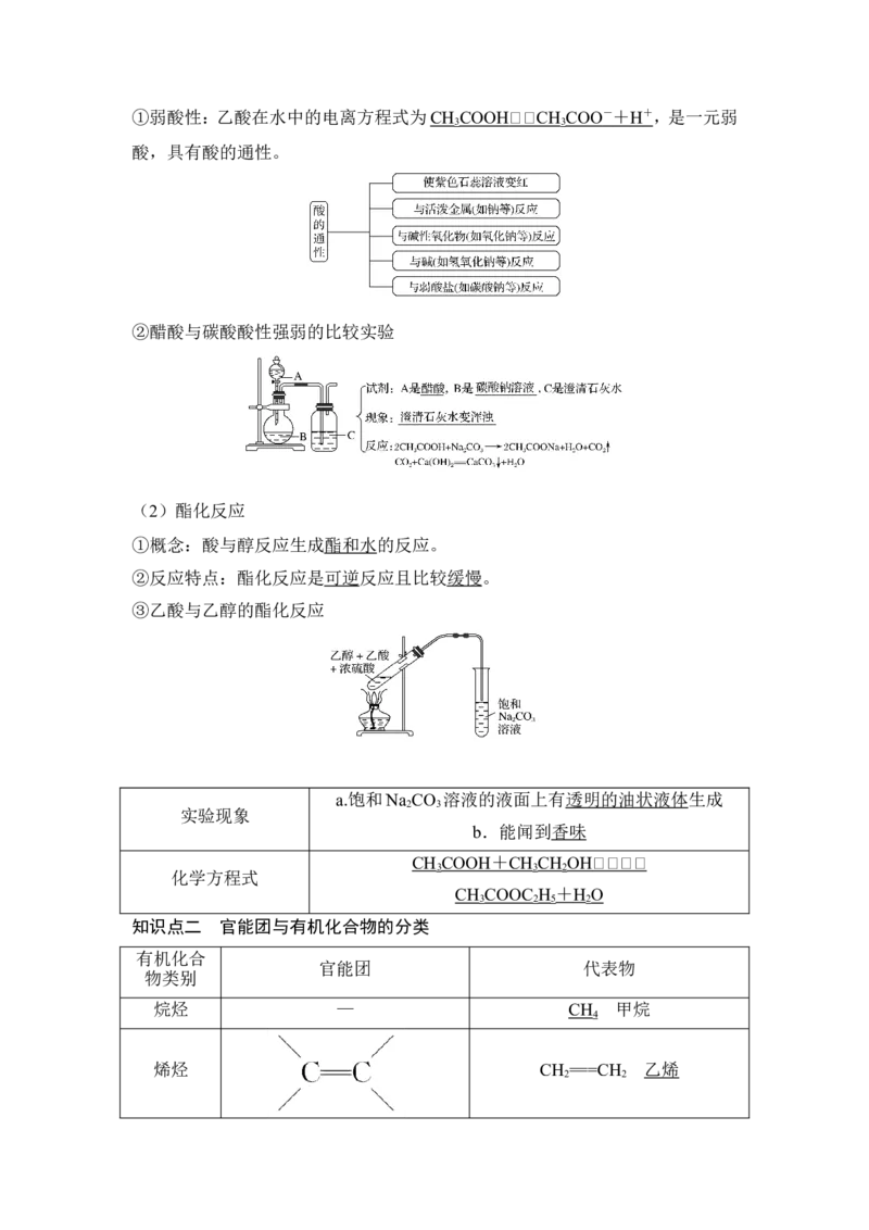 第2课时乙酸官能团与有机化合物的分类_高化_2025春-人教版高中化学_02新版高中化学必修二_4.课件+导学案_第七章第三节　第2课时乙酸　官能团与有机化合物的分类（导学案+课件）