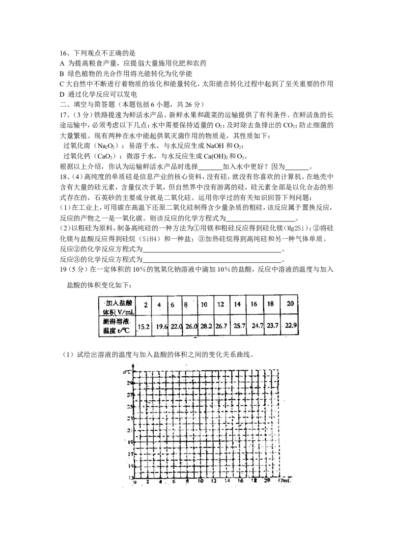 2006年全国初中学生化学素质和试验能力竞赛山东赛区初赛试题_初中化学_01.人教版初中化学_01.初中化学课件PPT--教案--试题_初中化学全套_化学试题
